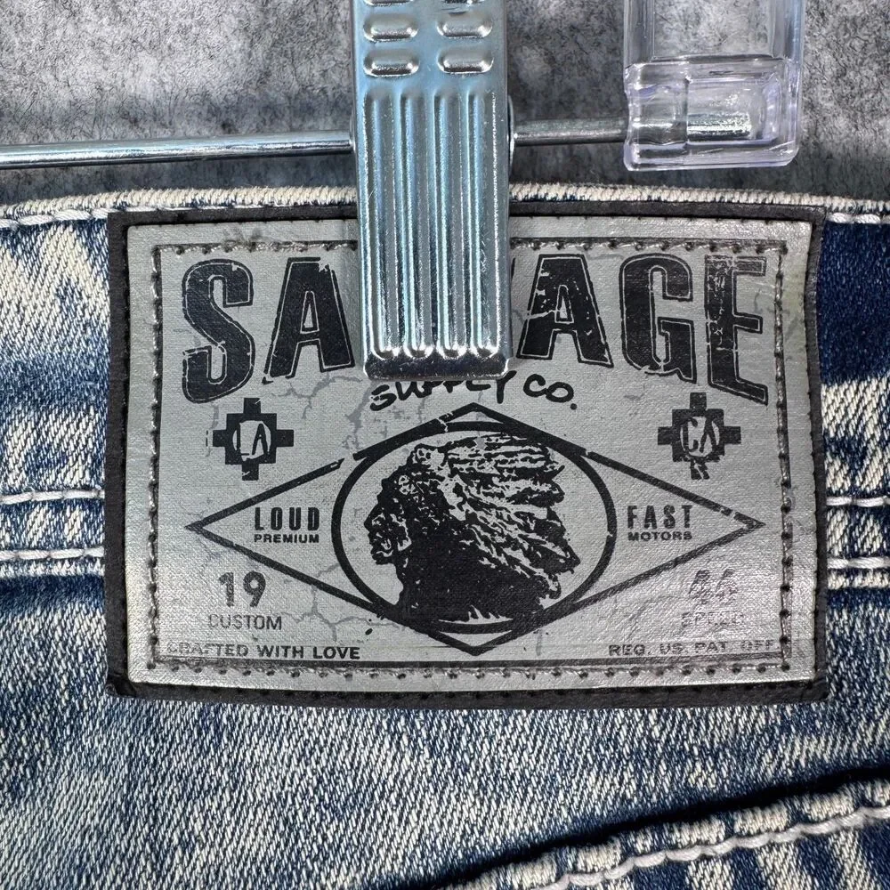 Salvage Anarchy Straight Relaxed Fit Jeans Mens 34R Blue